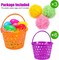 6 Pack Easter Baskets for Kids, 8.6" Plastic Easter Bags with Handles, Easter Bucket Bags Filled with Grass, Perfect Theme Party Favors Decorations